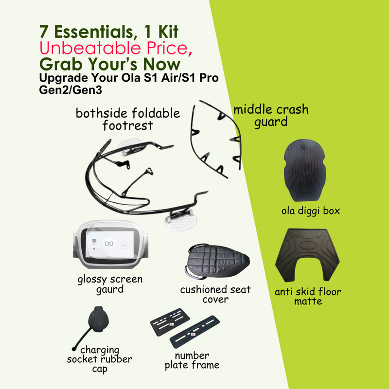 7 In One Accessories Combo Kit With Bothside Foldable Buddy Step For Ola S1 Air/S1 Pro Gen2/S1 Pro Gen 3