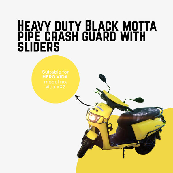 Black motta pipe crash guard with sliders for vida VX2/VX2 Plus