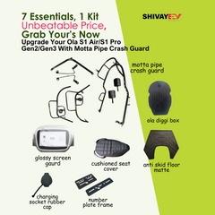 All In One Combo Kit Accessories With Motta pipe Crash Guard  (with fixed footrest bothsides) For Ola S1 Air/S1 pro Gen2/Gen3