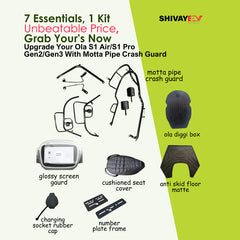 All In One Combo Kit Accessories With Motta pipe Crash Guard with bothsided foldable footrest For Ola S1 Air/S1 pro Gen2/Gen3
