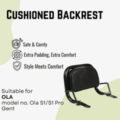 Ola Premium Cushioned Black Metal Backrest For Ola S1/S1 Pro Gen1