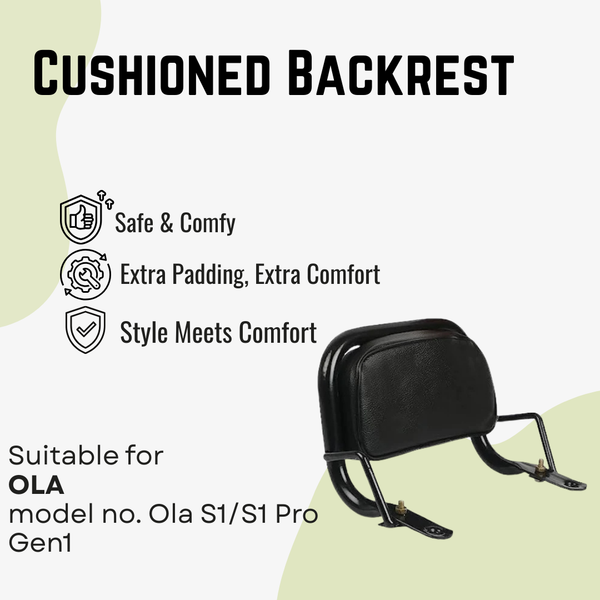 Ola Premium Cushioned Black Metal Backrest For Ola S1/S1 Pro Gen1