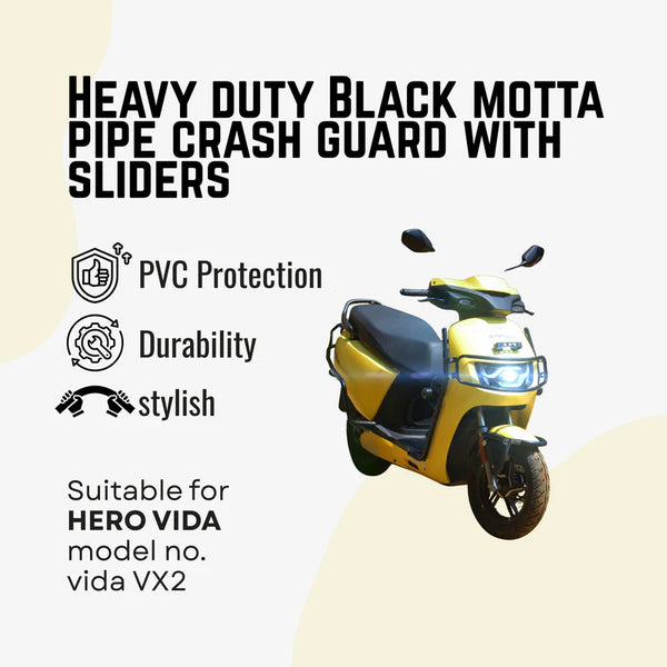 Black motta pipe crash guard with sliders for vida VX2/VX2 Plus