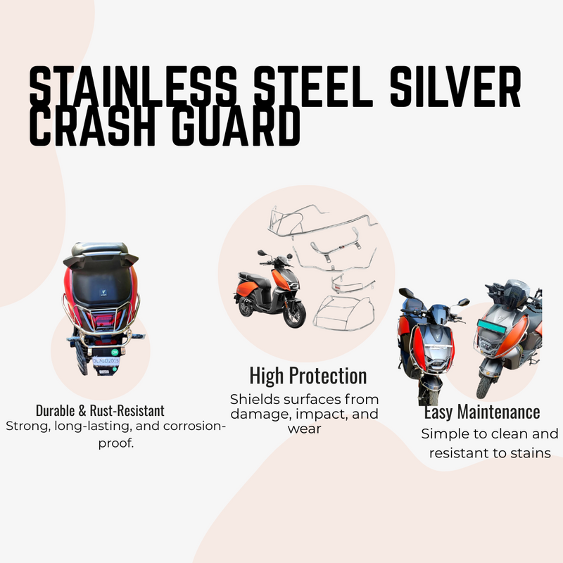 Premium Stainless steel silver crash guard (kit of 3) for Vida V1/V1 Pro/V1 plus/V2/V2 Pro/V2 plus