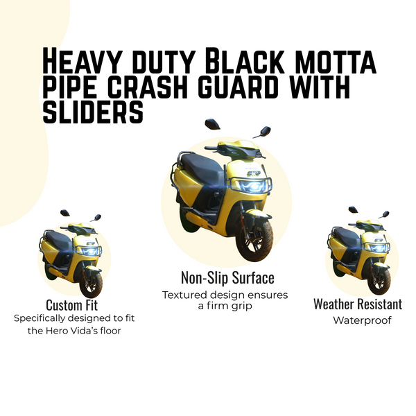 Black Motta pipe crash guard with sliders for Vida VX2/VX2 Plus