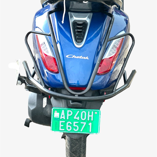 Bajaj Chetak EV black Motta pipe crash guard with sliders for 3501/3502/3503/3001
