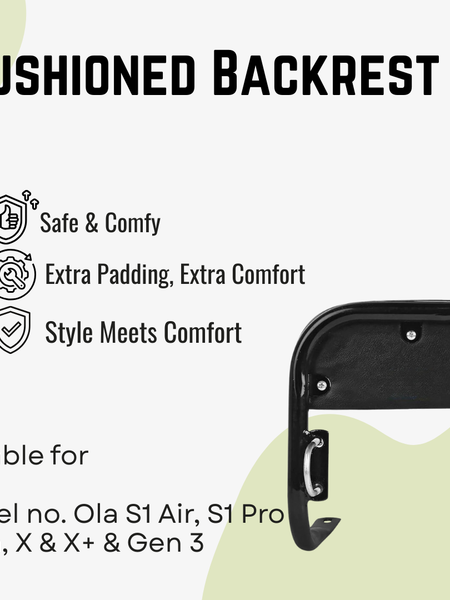 Cushioned Backrest for Ola S1 Air/S1 Pro Gen2/Gen3/S1 X/X+