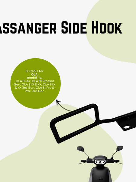 Passanger Side Hook | Ladies Handle | Hook for Convenient hand support - OLA S1 Air/S1 Pro Gen2/S1 X/X+/Gen 3(Black)