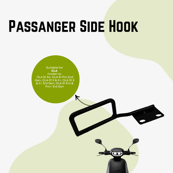 Passanger Side Hook | Ladies Handle | Hook for Convenient hand support - OLA S1 Air/S1 Pro Gen2/S1 X/X+/Gen 3(Black)