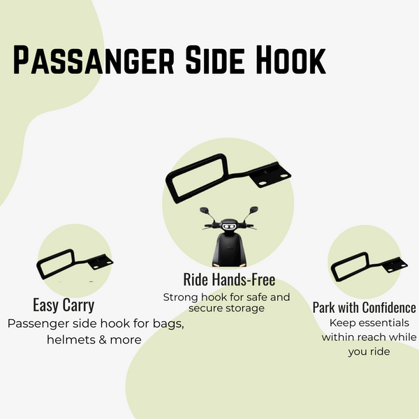 Passanger Side Hook | Ladies Handle | Hook for Convenient hand support - OLA S1 Air/S1 Pro Gen2/S1 X/X+/Gen 3(Black)